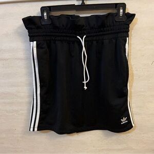 Adidas Women's Black Mini-Skirt with Iconic 3 White Stripes